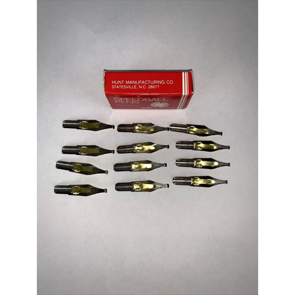 Vintage HUNT SPEEDBALL PENS D-3 Oval Easy To Use Calligraphy Pen Nibs (12) - Picture 2 of 5